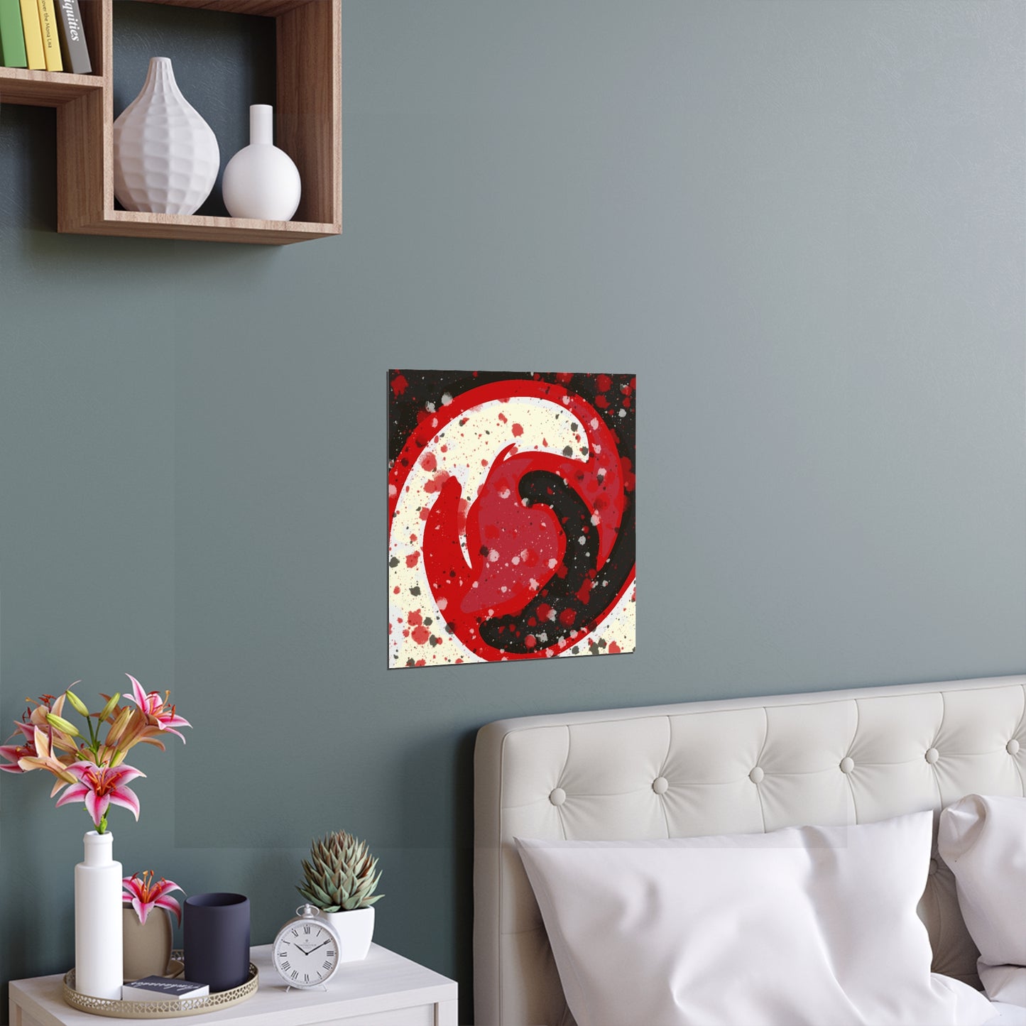 BW Red Swirl Silk Poster