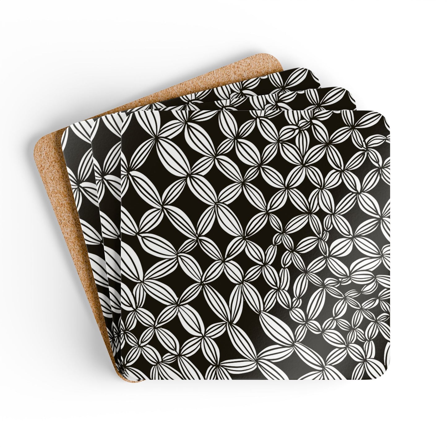 B&W Cactus Coaster Set