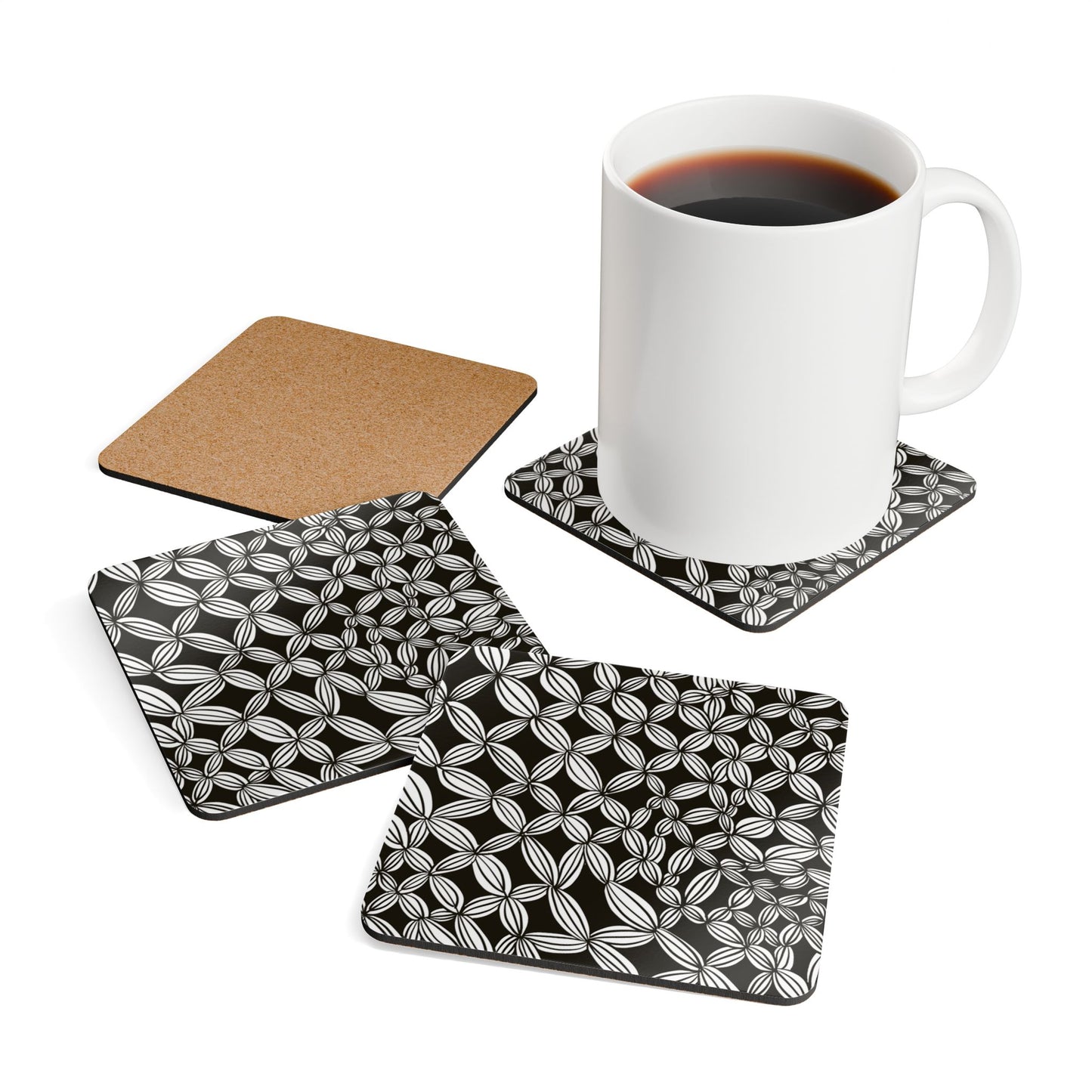 B&W Cactus Coaster Set