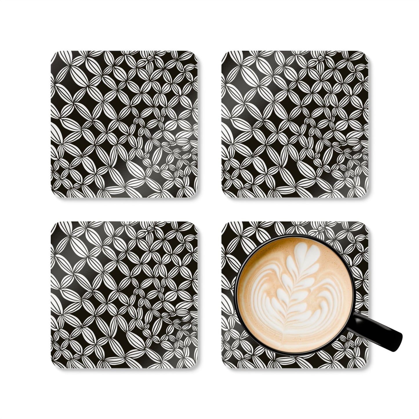 B&W Cactus Coaster Set