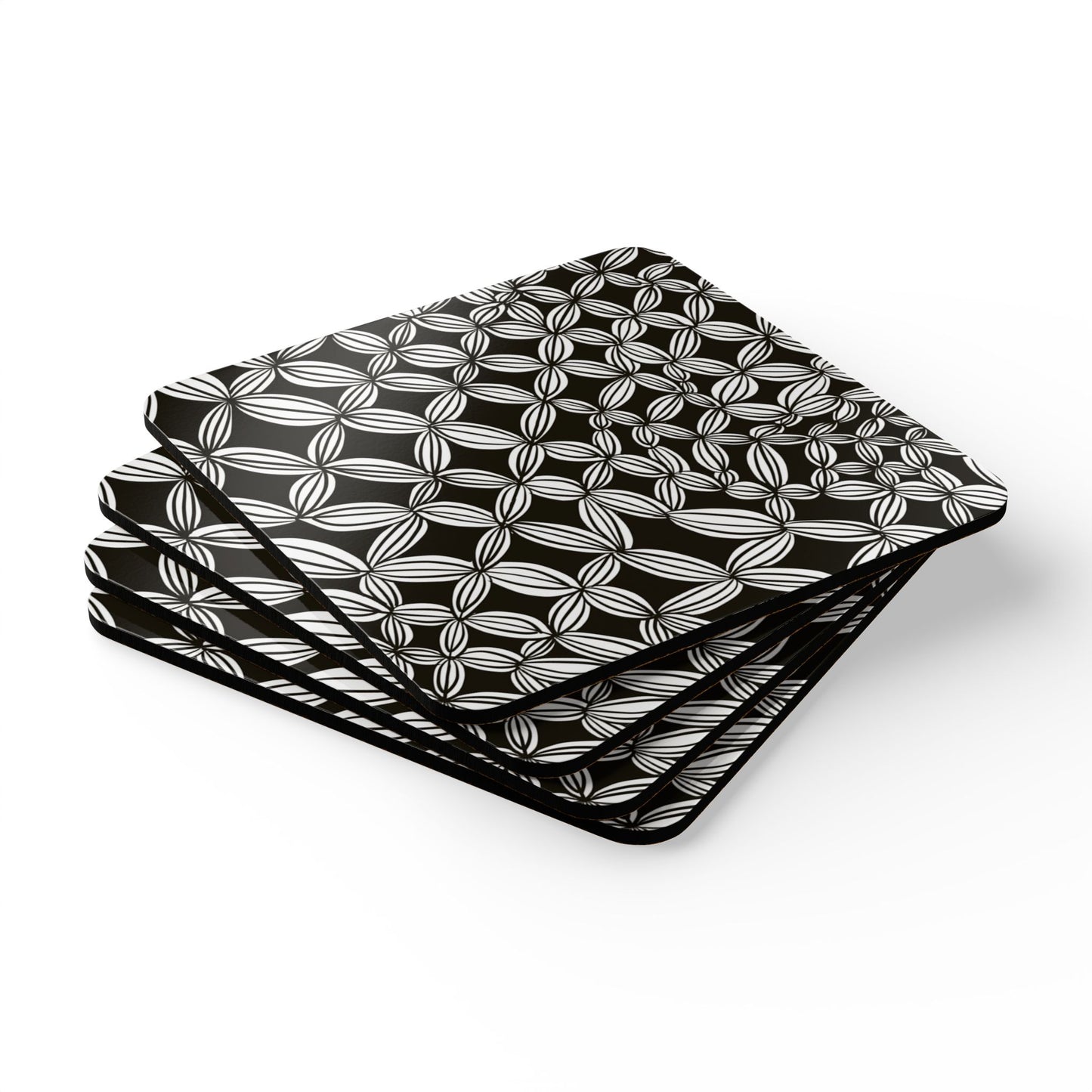 B&W Cactus Coaster Set