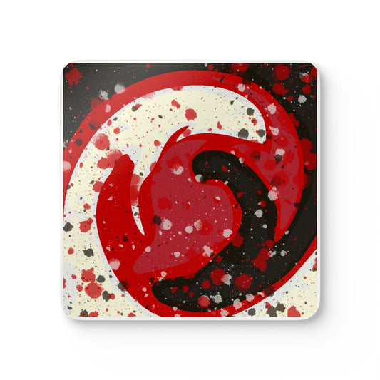 B&W Red Swirl Coaster Set