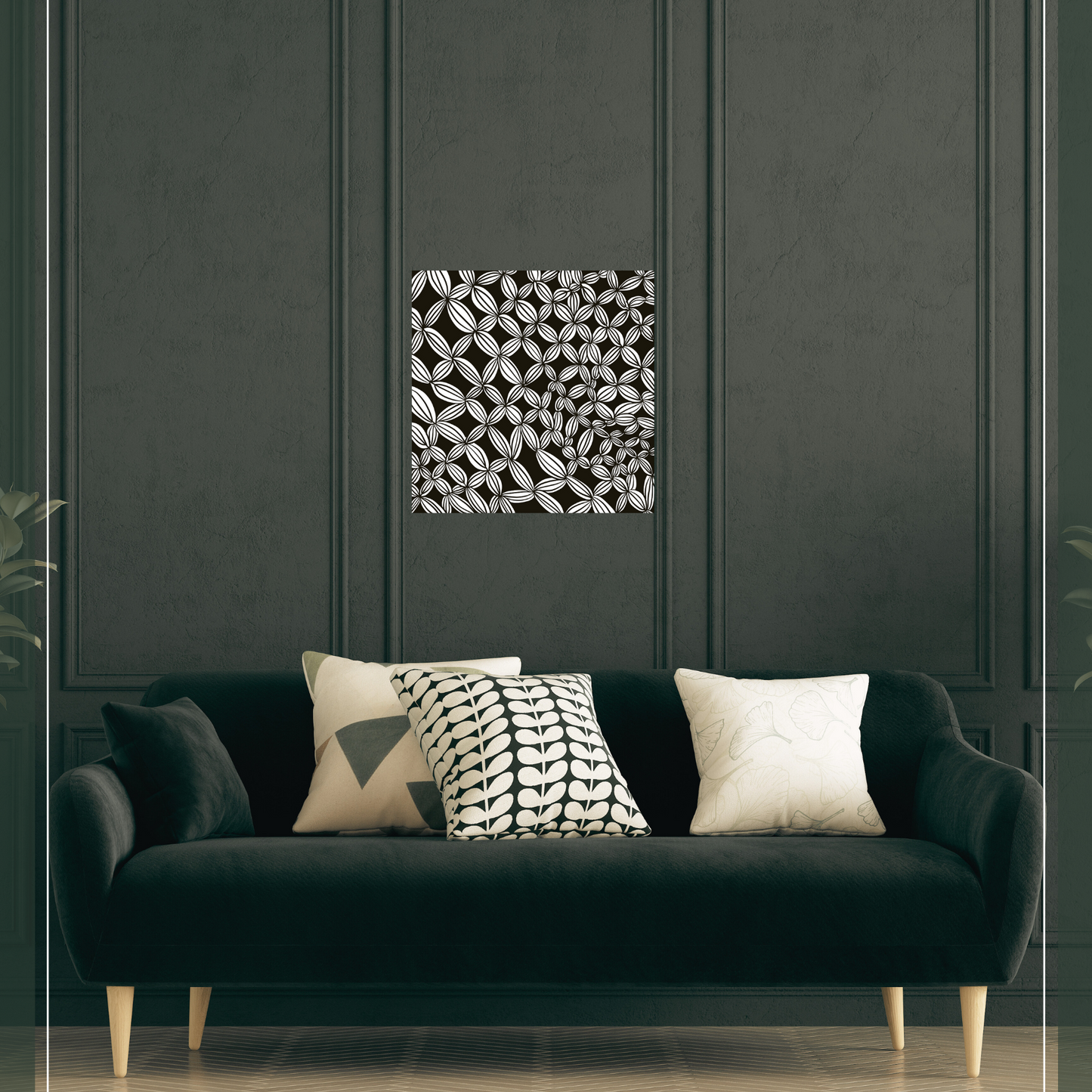 B&W Cactus Satin Square Poster