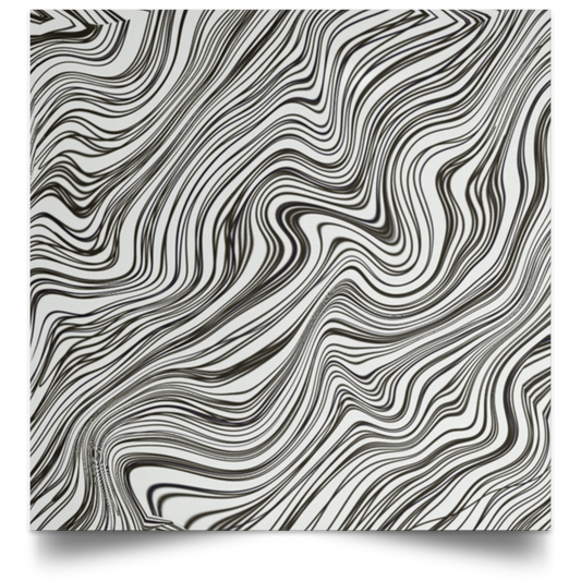 B&W Marble Satin Square Poster