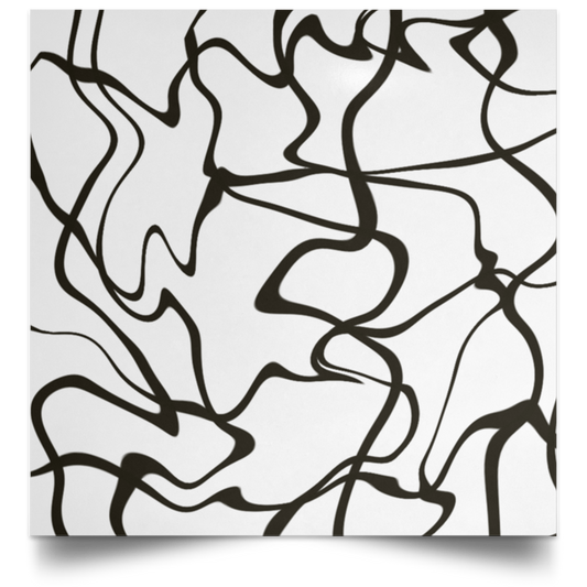 Black Lines Satin Square Poster