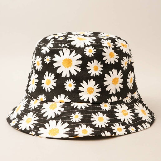 Daisy Pattern Cotton Safari Bucket Hat