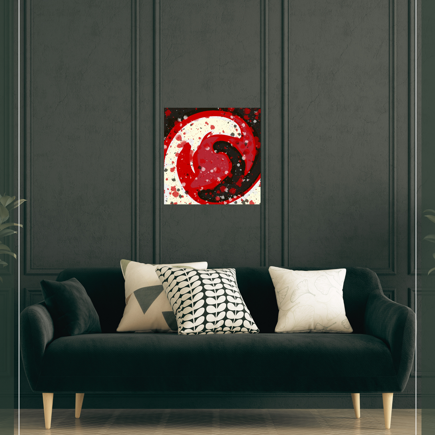 B&W Red Swirl Ready to Hang Canvas