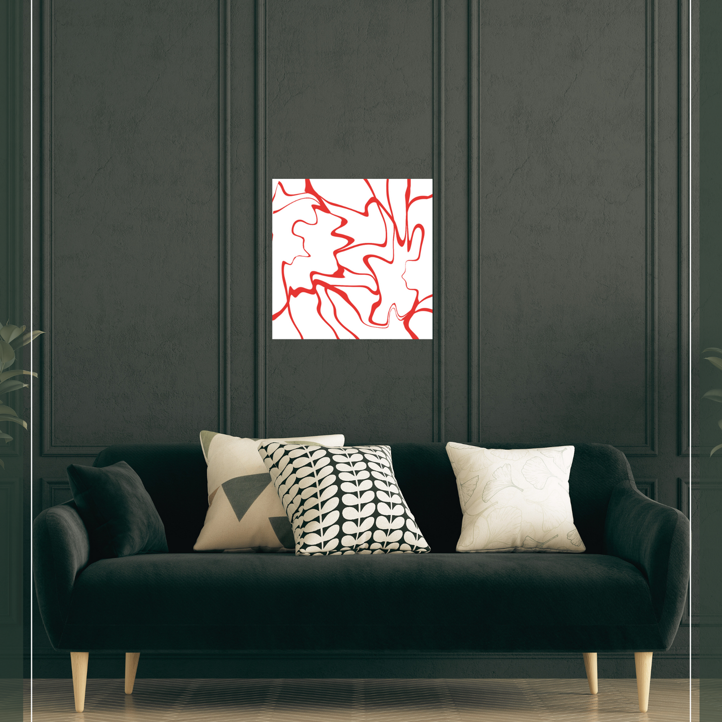 Red Lines Satin Square Poster