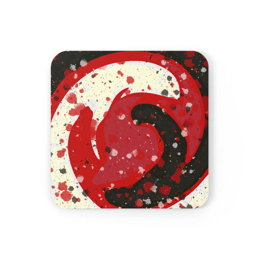 B&W Red Swirl Coaster Set