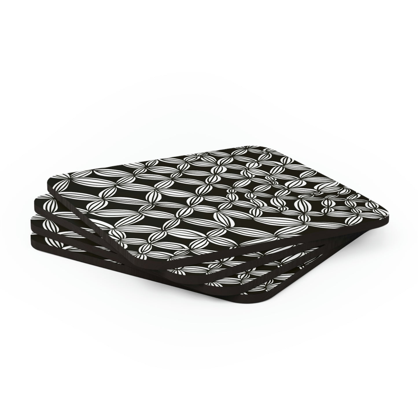 B&W Cactus Coaster Set