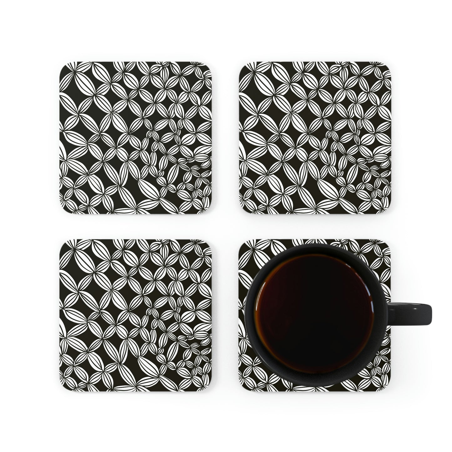 B&W Cactus Coaster Set